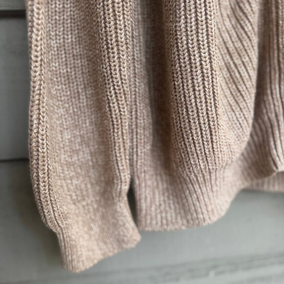 L.L.Bean Cotton Zip Cardigan XL Beige Mock Neck - Picture 9 of 9